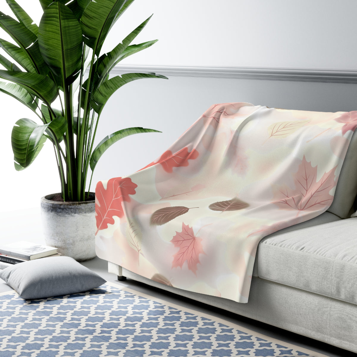 Autumn Leaves Sherpa Blanket — Cozy Fall Fleece Throw