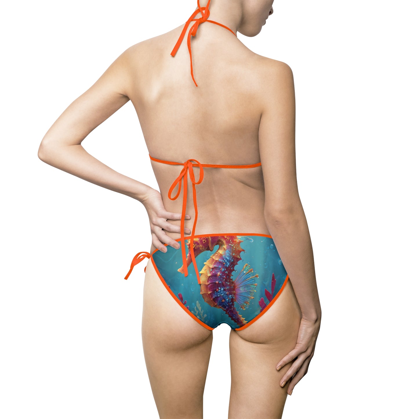 Tie-Dye Tropical Bikini — Women's String Triangle Swimsuit