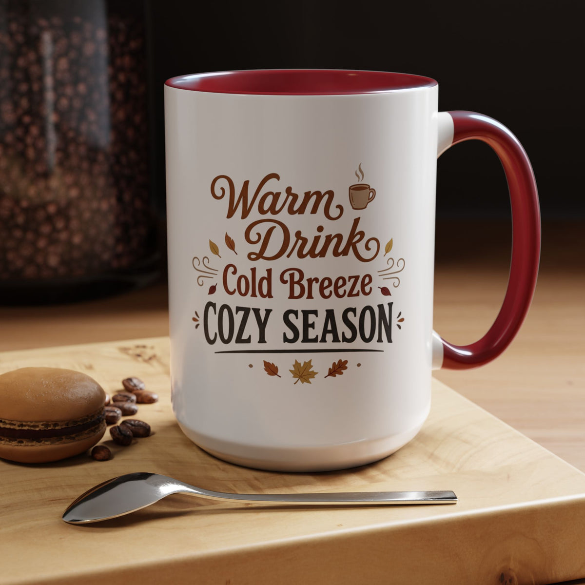 Cozy Season Accent Coffee Mug – "Warm Drink, Cold Breeze"