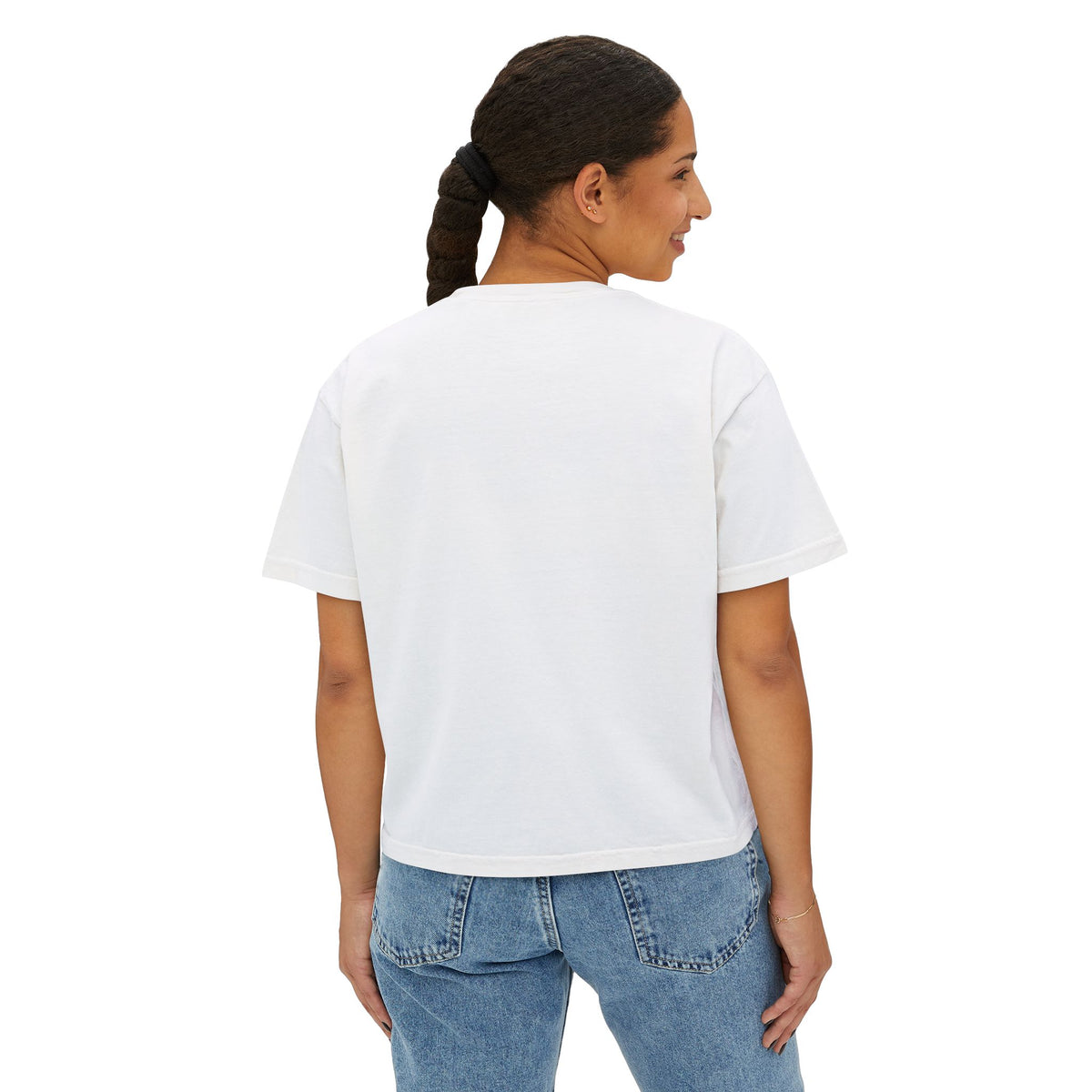 Spooky Mama Boxy Tee — Halloween Moon & Bats Graphic