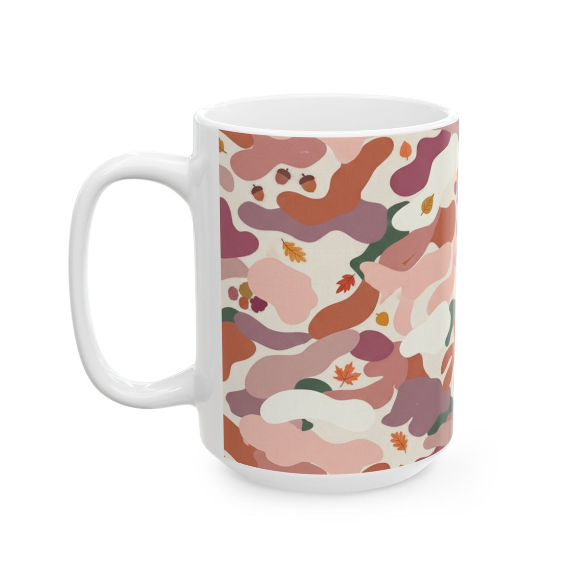 Abstract Floral Camo Ceramic Mug – Pink Terracotta Pattern (11oz & 15oz)
