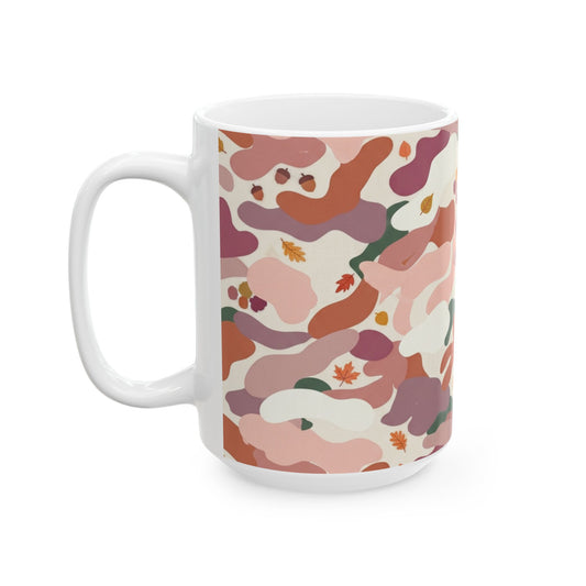 Abstract Floral Camo Ceramic Mug – Pink Terracotta Pattern (11oz & 15oz)