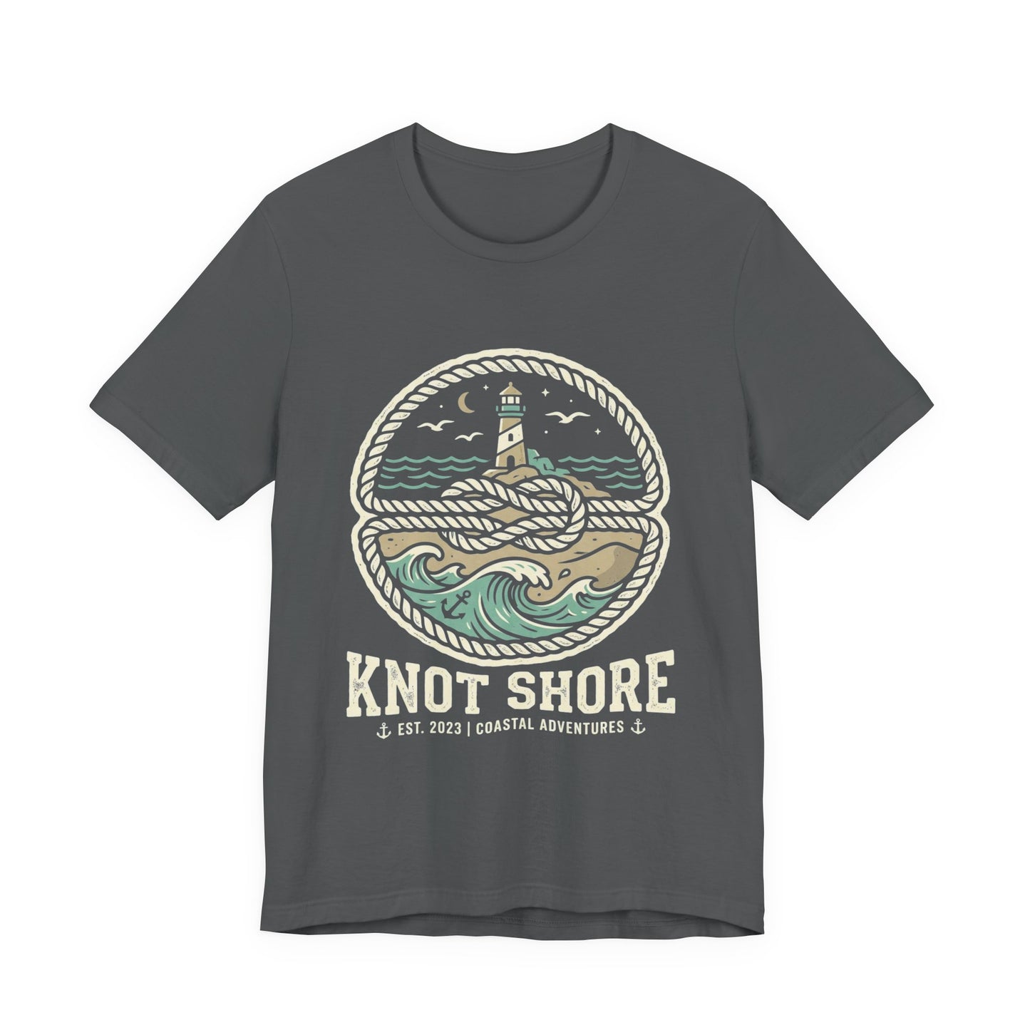 Knot Shore lighthouse rope waves T-Shirt | Coastal graphic tee