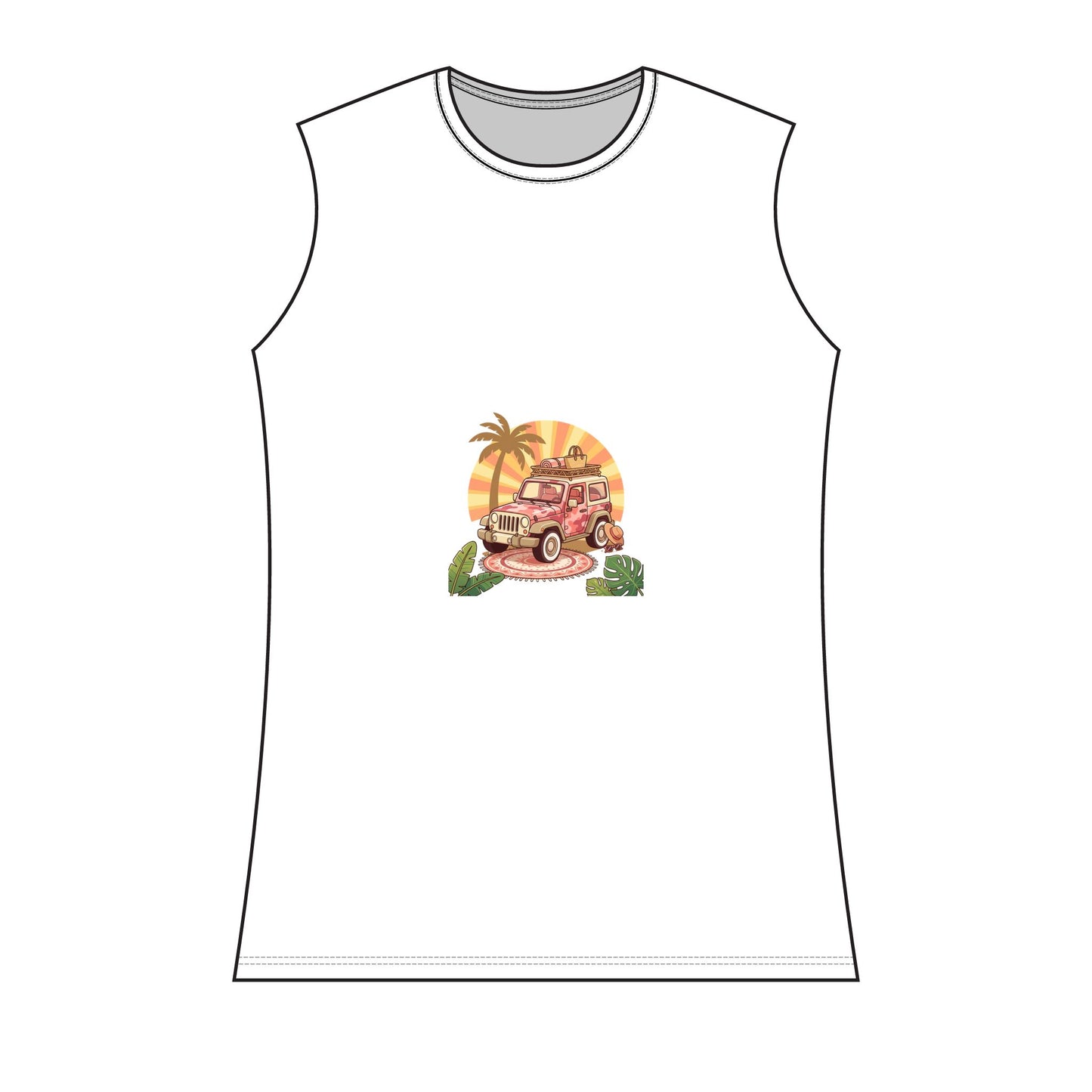 Vintage Jeep Sunset Tank Top — Retro Beach Road Trip Graphic for Women