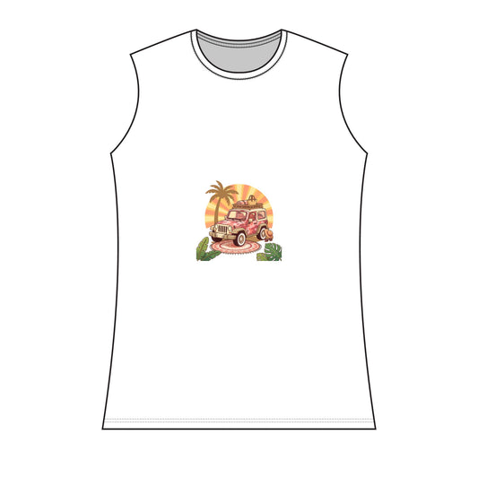 Vintage Jeep Sunset Tank Top — Retro Beach Road Trip Graphic for Women
