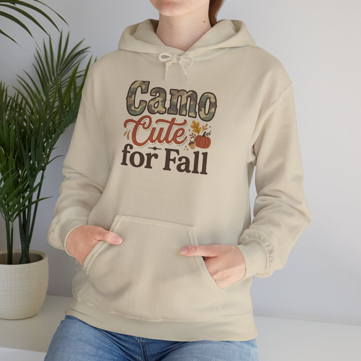 Camo Cute for Fall Hoodie — Autumn Camo Graphic Pullover for Women & Kids