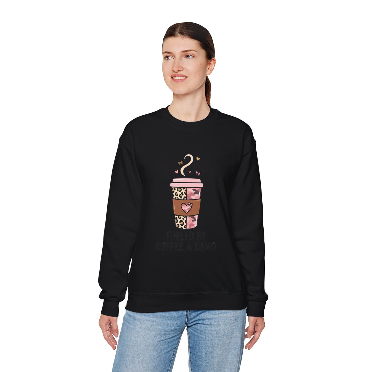 Coffee Lover Sweatshirt — Pink Leopard Coffee Cup Graphic Crewneck