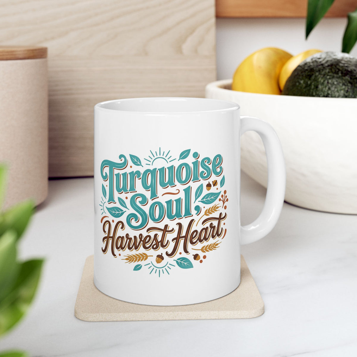 Ceramic Mug – 'Tutti Frutti & Harvest' Colorful Fall Coffee Cup (11oz, 15oz)