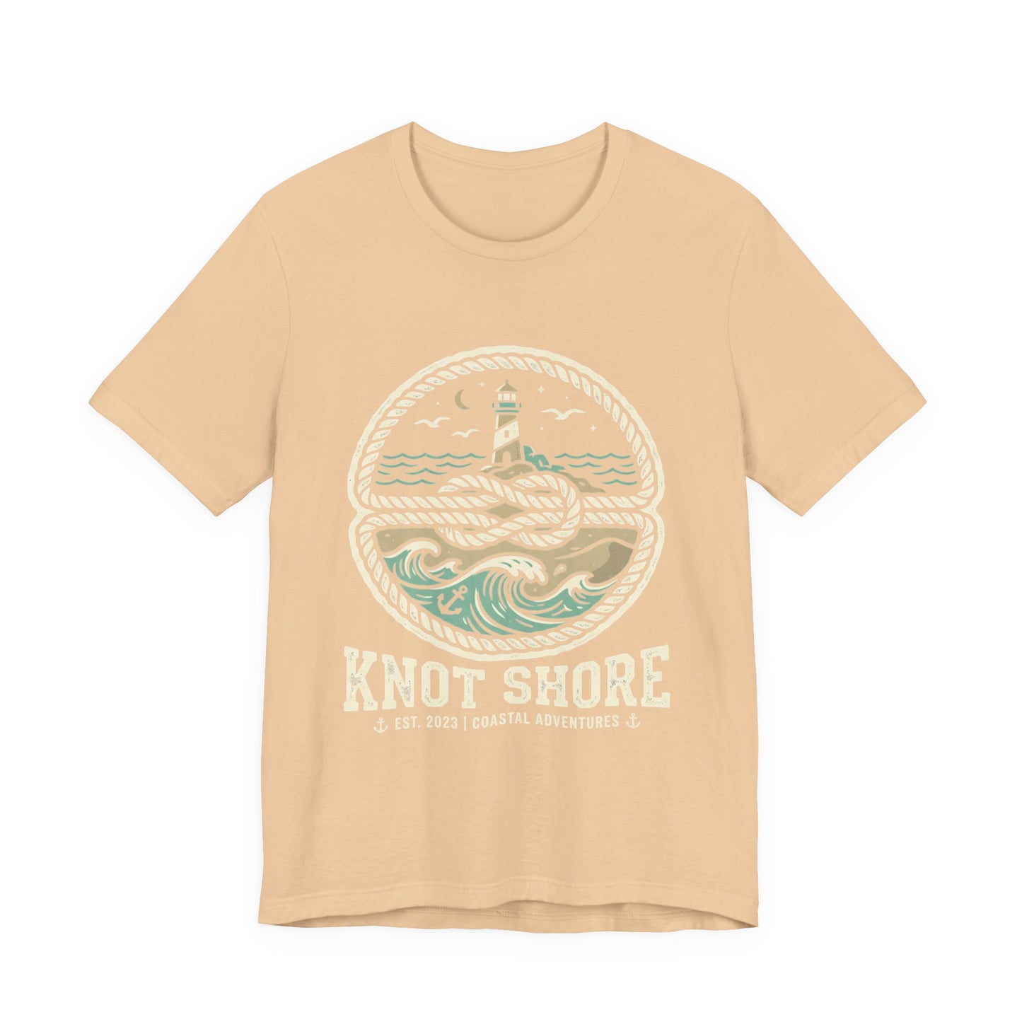Knot Shore lighthouse rope waves T-Shirt | Coastal graphic tee