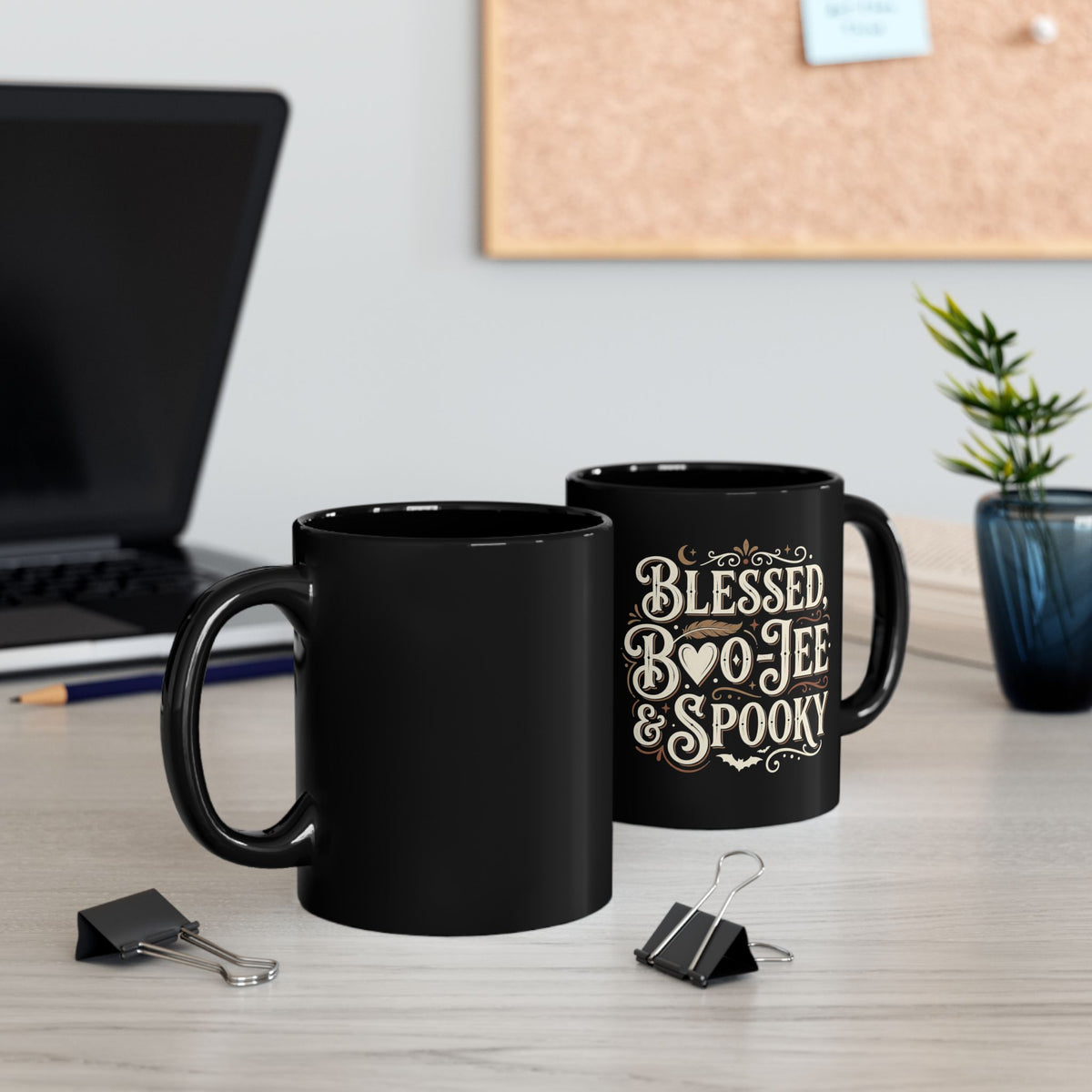Blessed, Boo-jee & Spooky Black Mug — Halloween Gothic Coffee Cup (11oz & 15oz)