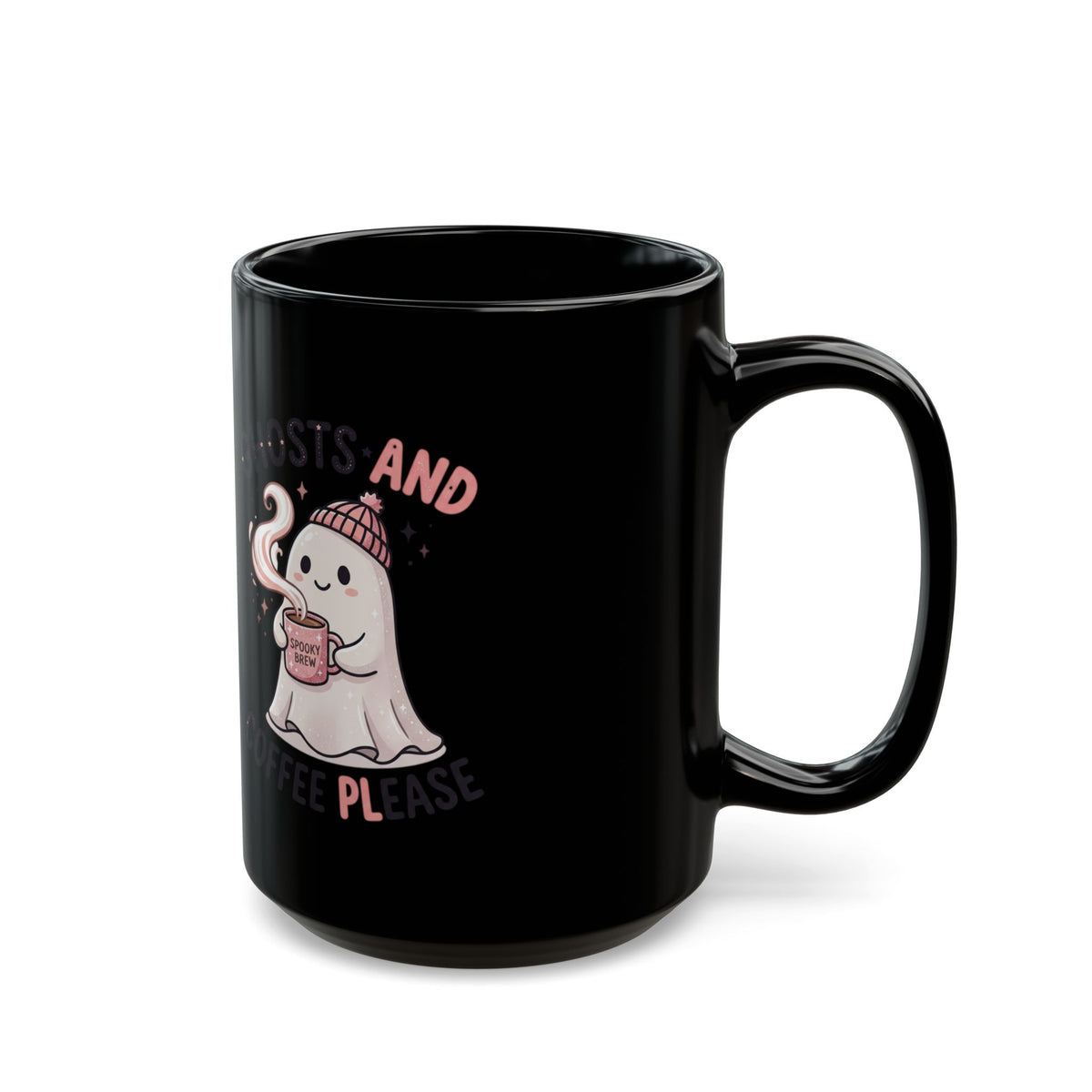 Coffee Ghost Mug — "Ghosts and Coffee Please" Cute Halloween Ceramic Mug