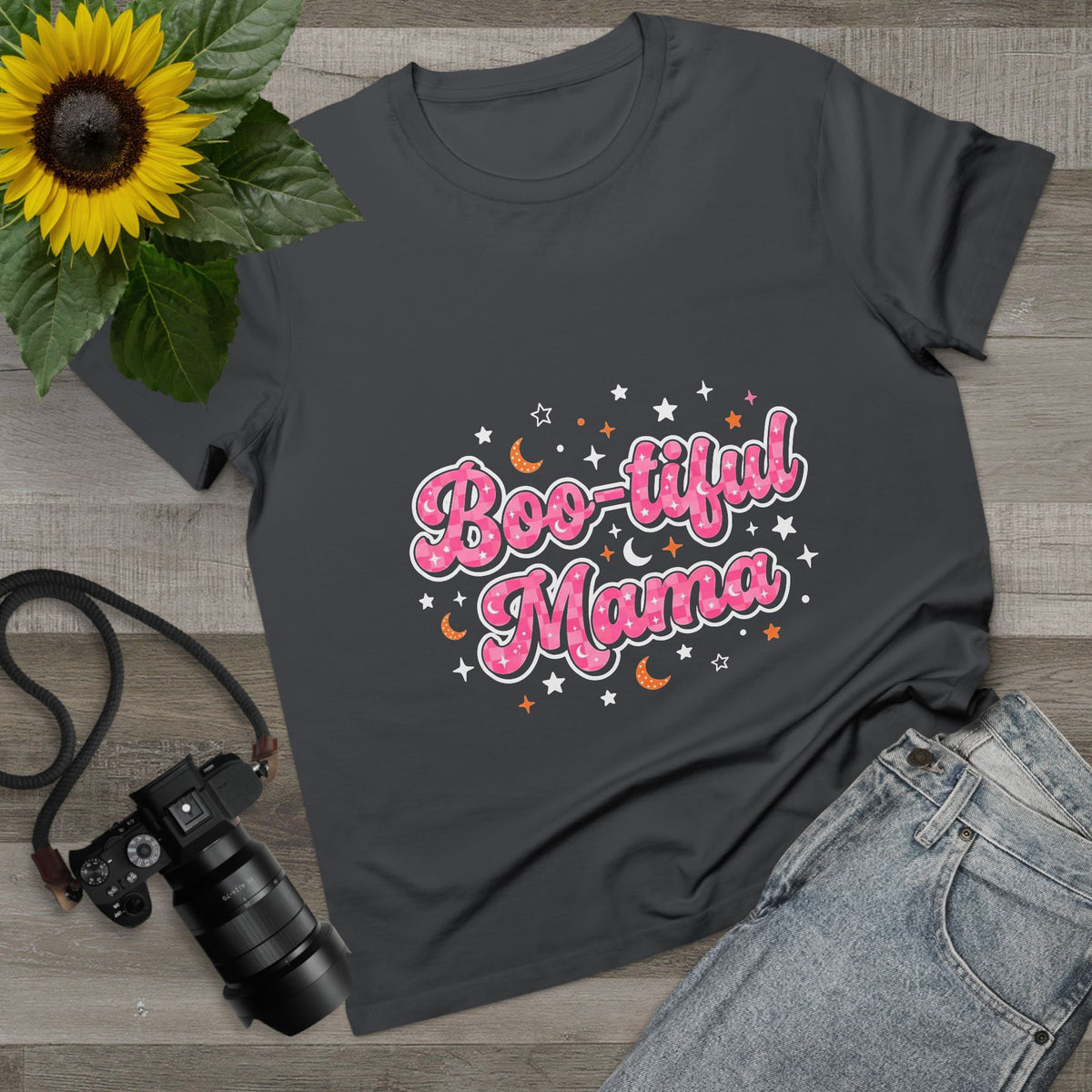 Boo-tiful Mama T-Shirt — Cute Halloween Mom Tee with Pink Script