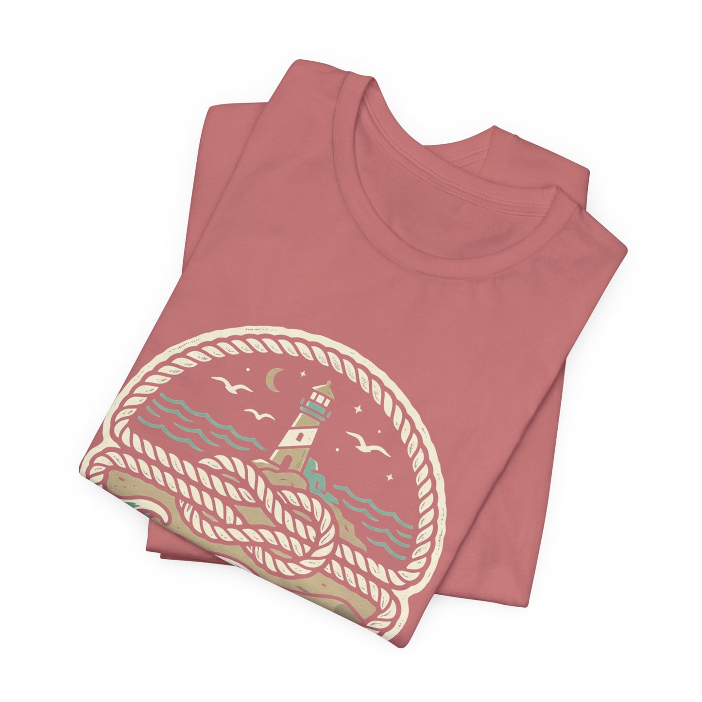 Knot Shore lighthouse rope waves T-Shirt | Coastal graphic tee