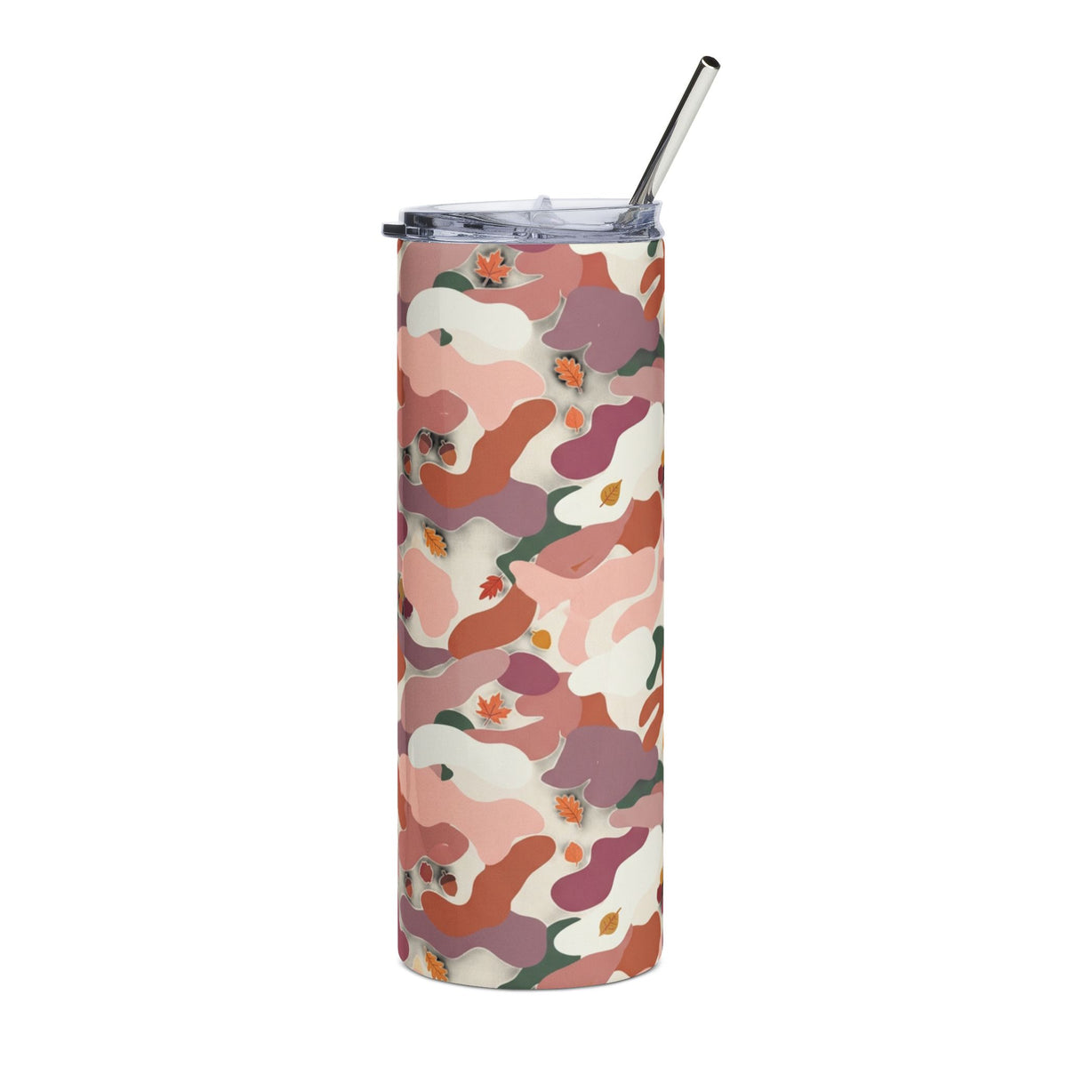 20oz Stainless Steel Tumbler — Pink Camo Floral Slim Travel Cup