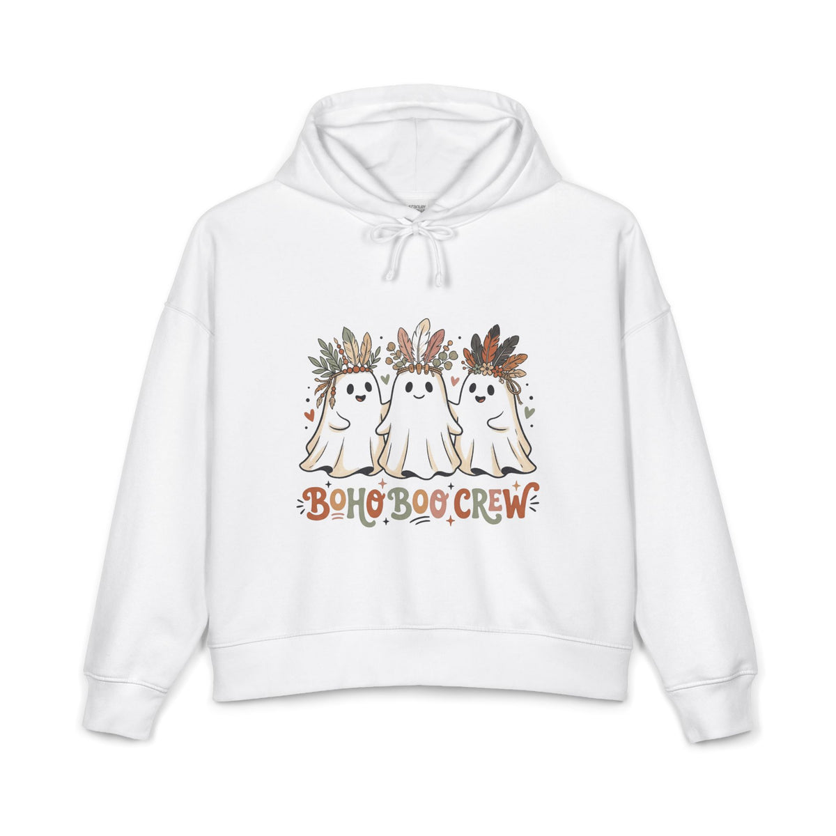 Boho Boo Crew Hoodie — Cute Ghosts with Floral Crowns, Halloween Bohemian Sweatshirt