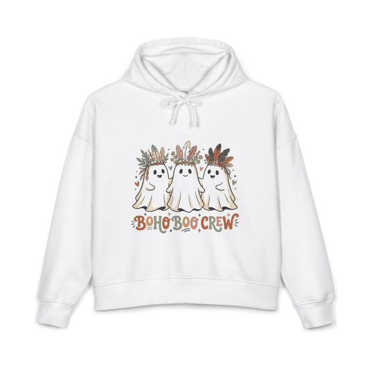 Boho Boo Crew Hoodie — Cute Ghosts with Floral Crowns, Halloween Bohemian Sweatshirt