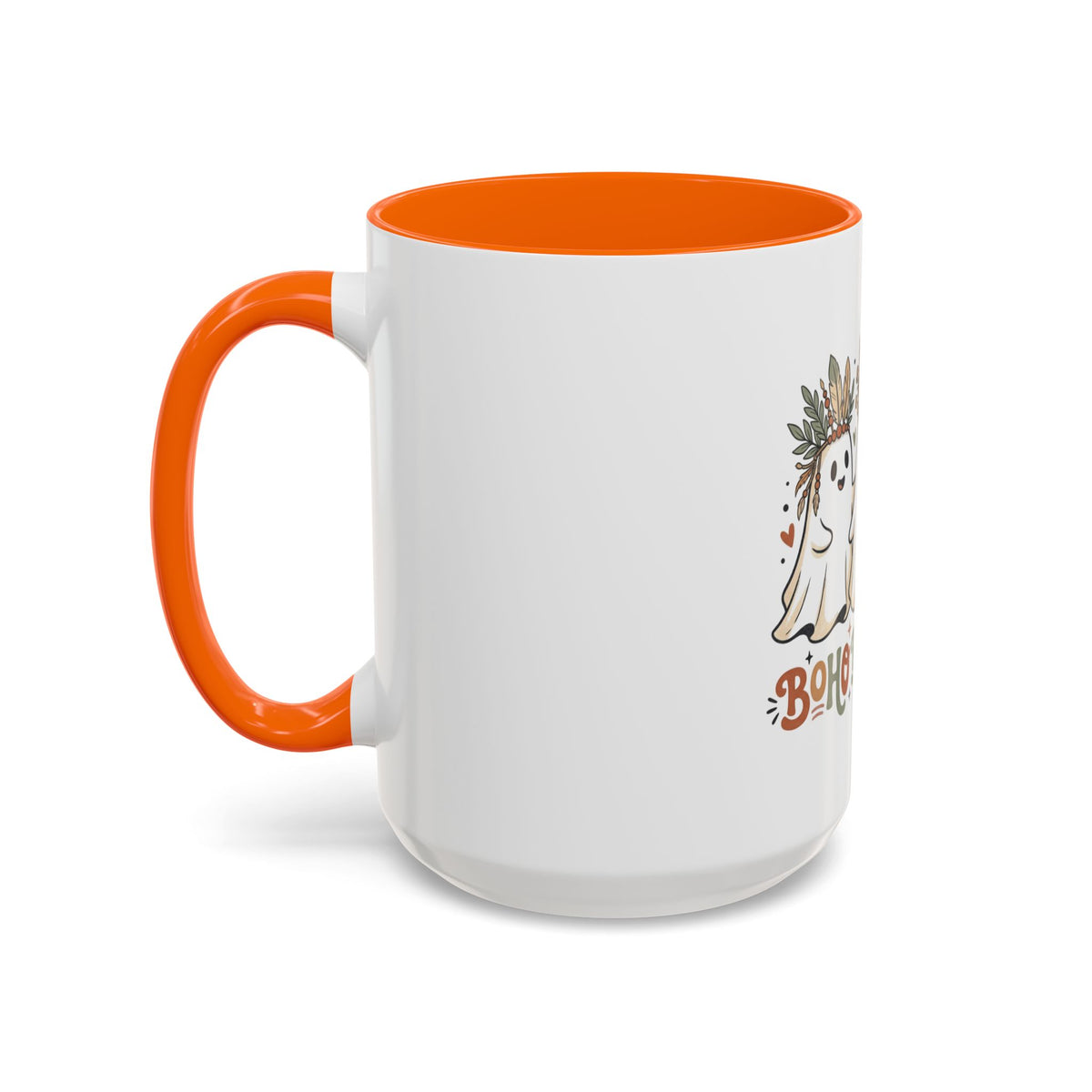 Boho Boo Crew Coffee Mug — Cute Halloween Ghosts with Feather Crowns (11/15oz)