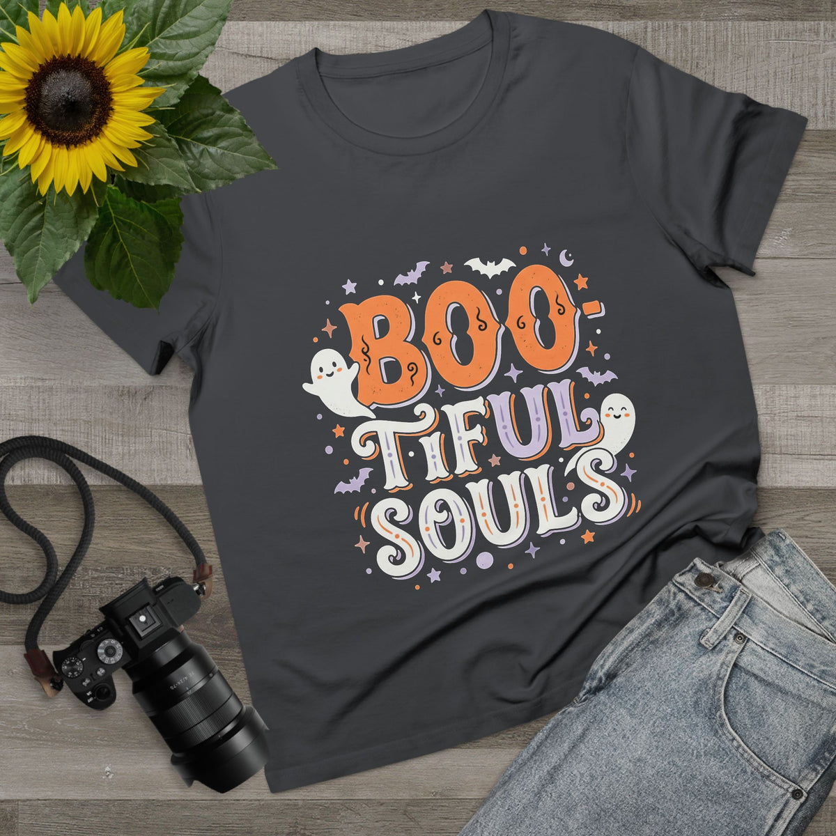 Boo-tiful Souls T-Shirt | Halloween ghost lettering, bats