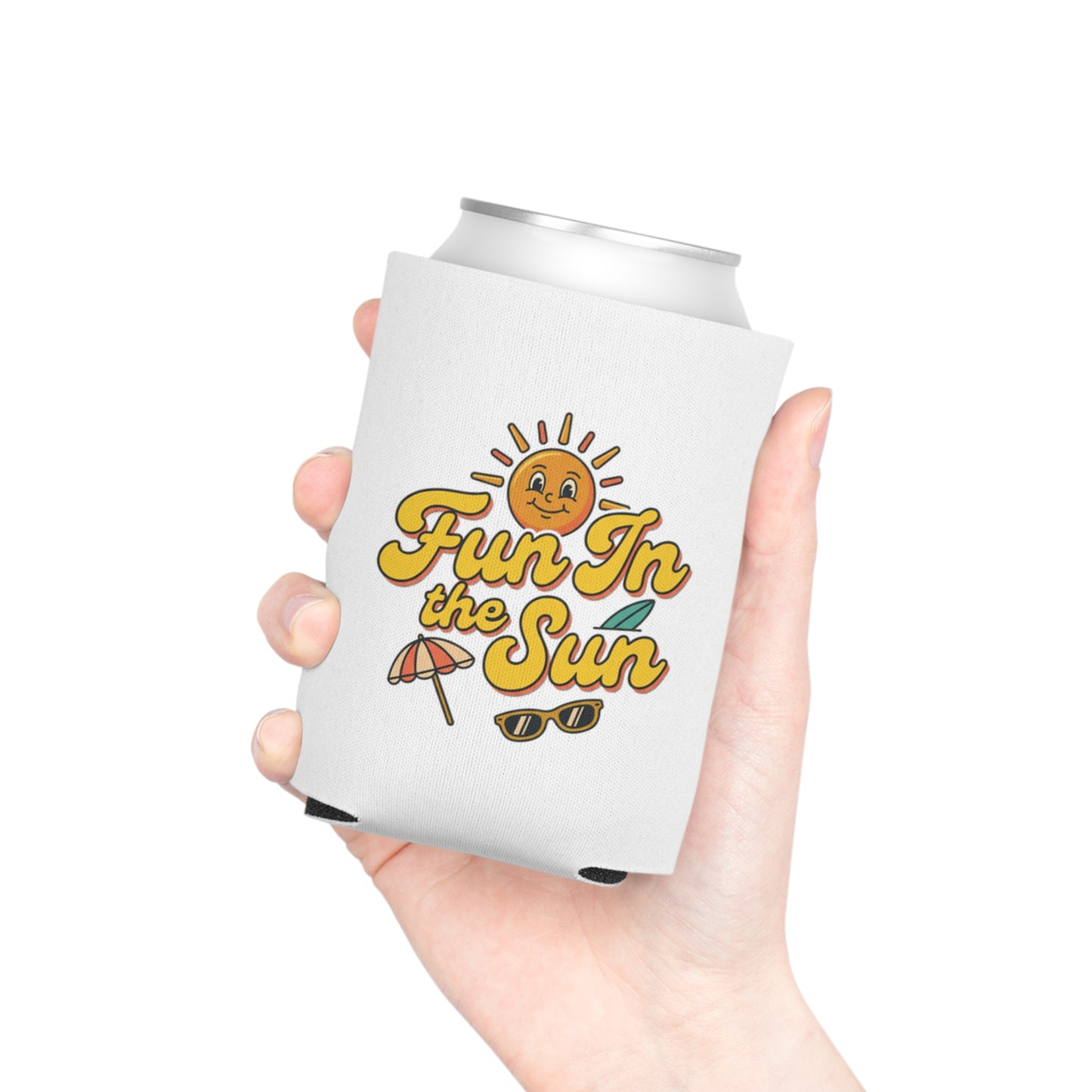 Can Cooler — "Fun in the Sun" Retro Sun Beach Drink Koozie