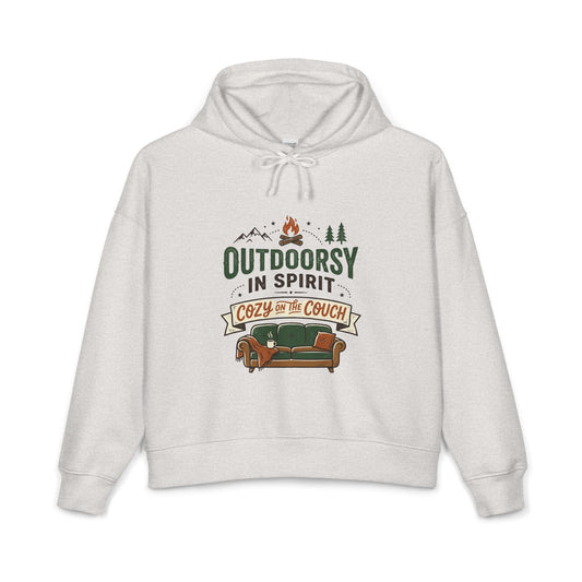 Outdoorsy In Spirit Hoodie — "Cozy on the Couch" Women's Organic Pullover