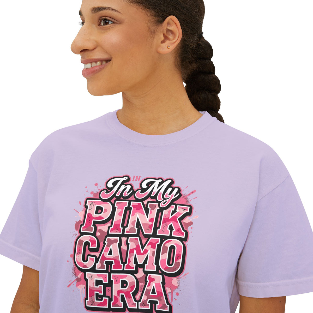 Pink Camo Tee — "In My Pink Camo Era" Women's Boxy Shirt