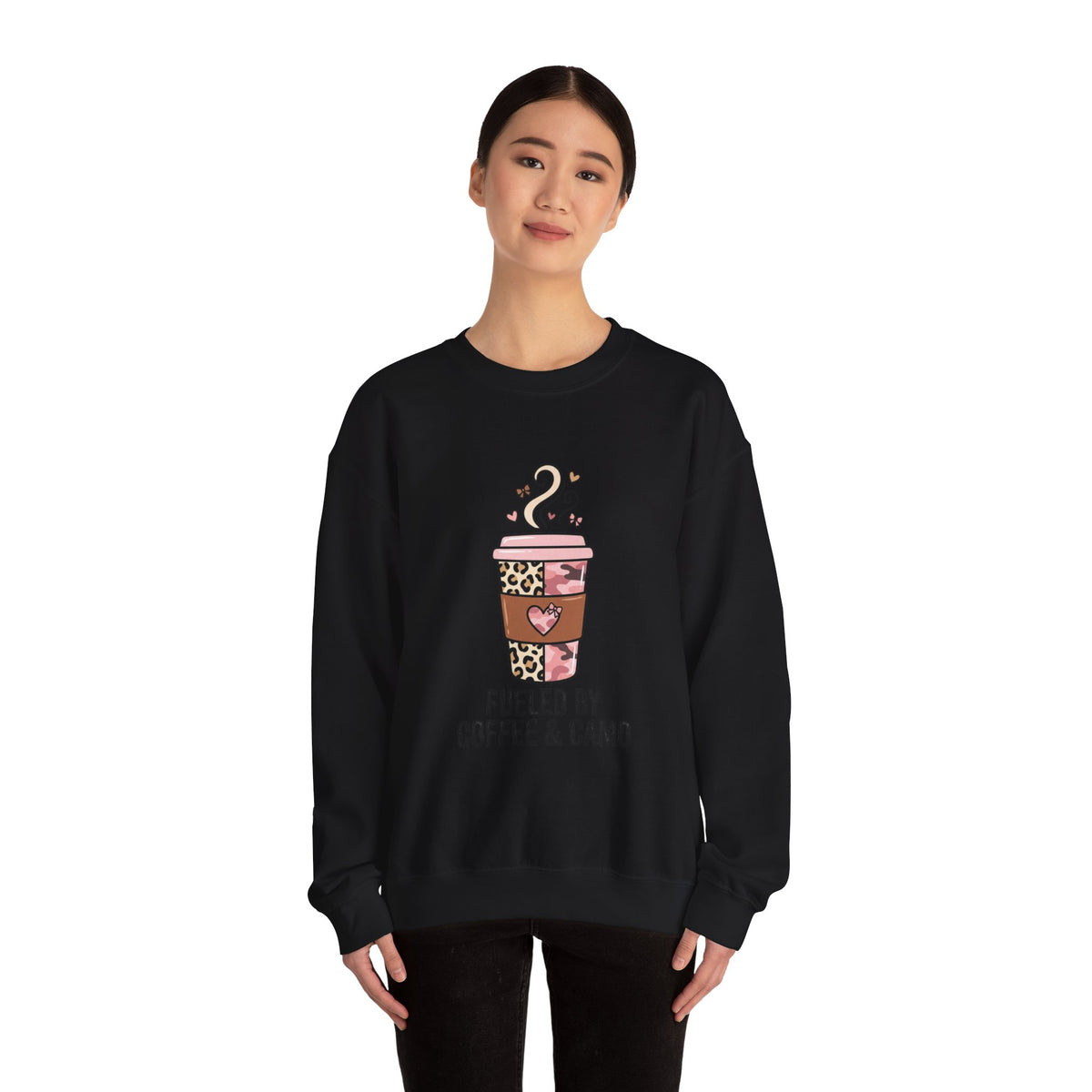 Coffee Lover Sweatshirt — Pink Leopard Coffee Cup Graphic Crewneck