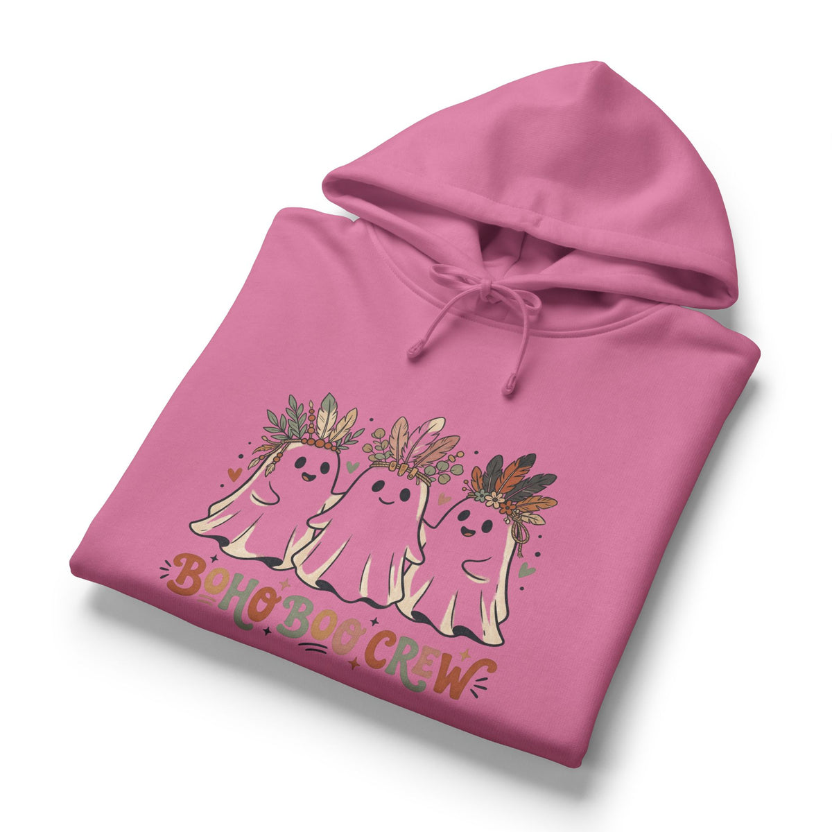 Boho Boo Crew Hoodie — Cute Ghosts with Floral Crowns, Halloween Bohemian Sweatshirt