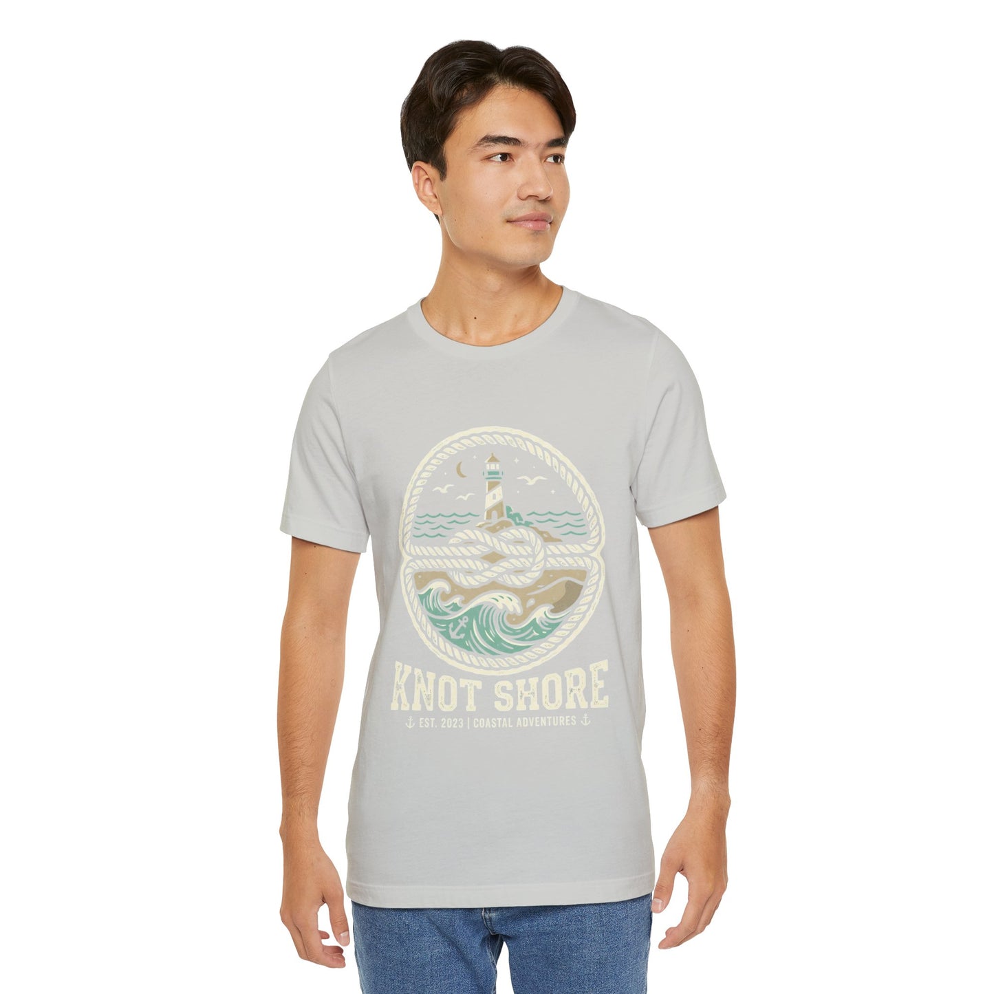 Knot Shore lighthouse rope waves T-Shirt | Coastal graphic tee
