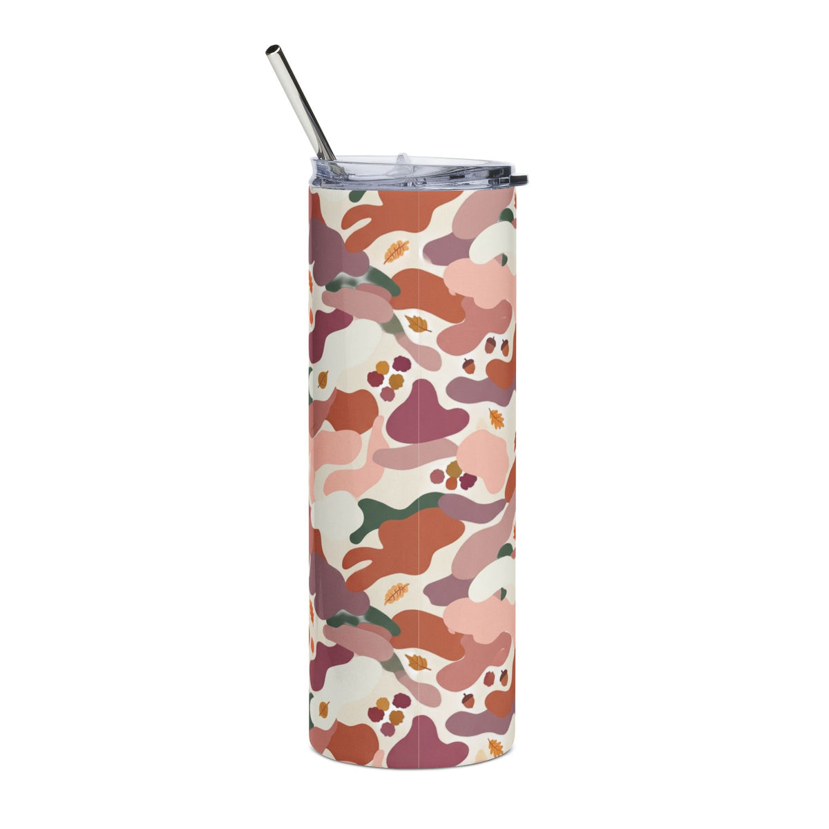 20oz Stainless Steel Tumbler — Pink Camo Floral Slim Travel Cup