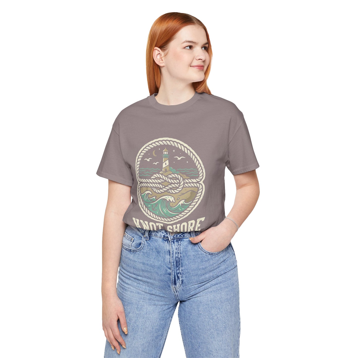 Knot Shore lighthouse rope waves T-Shirt | Coastal graphic tee