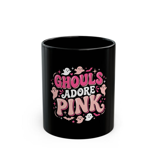 Ghouls Adore Pink Mug — Cute Halloween Ghosts Coffee Cup (11oz/15oz)