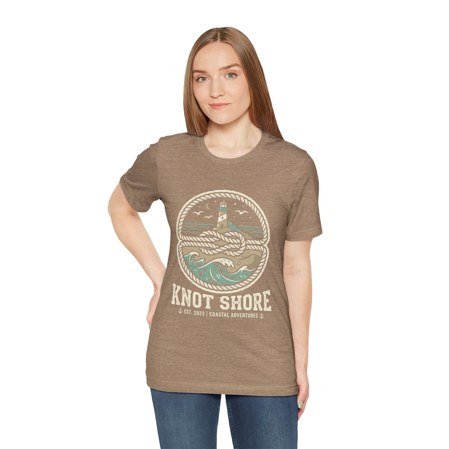 Knot Shore lighthouse rope waves T-Shirt | Coastal graphic tee