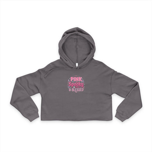 Pink, Spooky & Blessed Cropped Hoodie