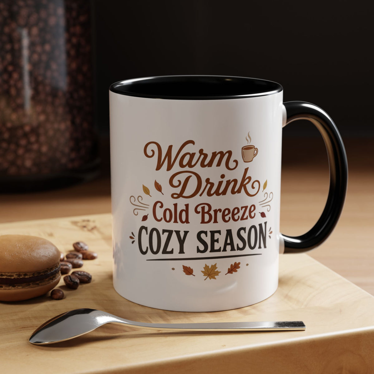 Cozy Season Accent Coffee Mug – "Warm Drink, Cold Breeze"