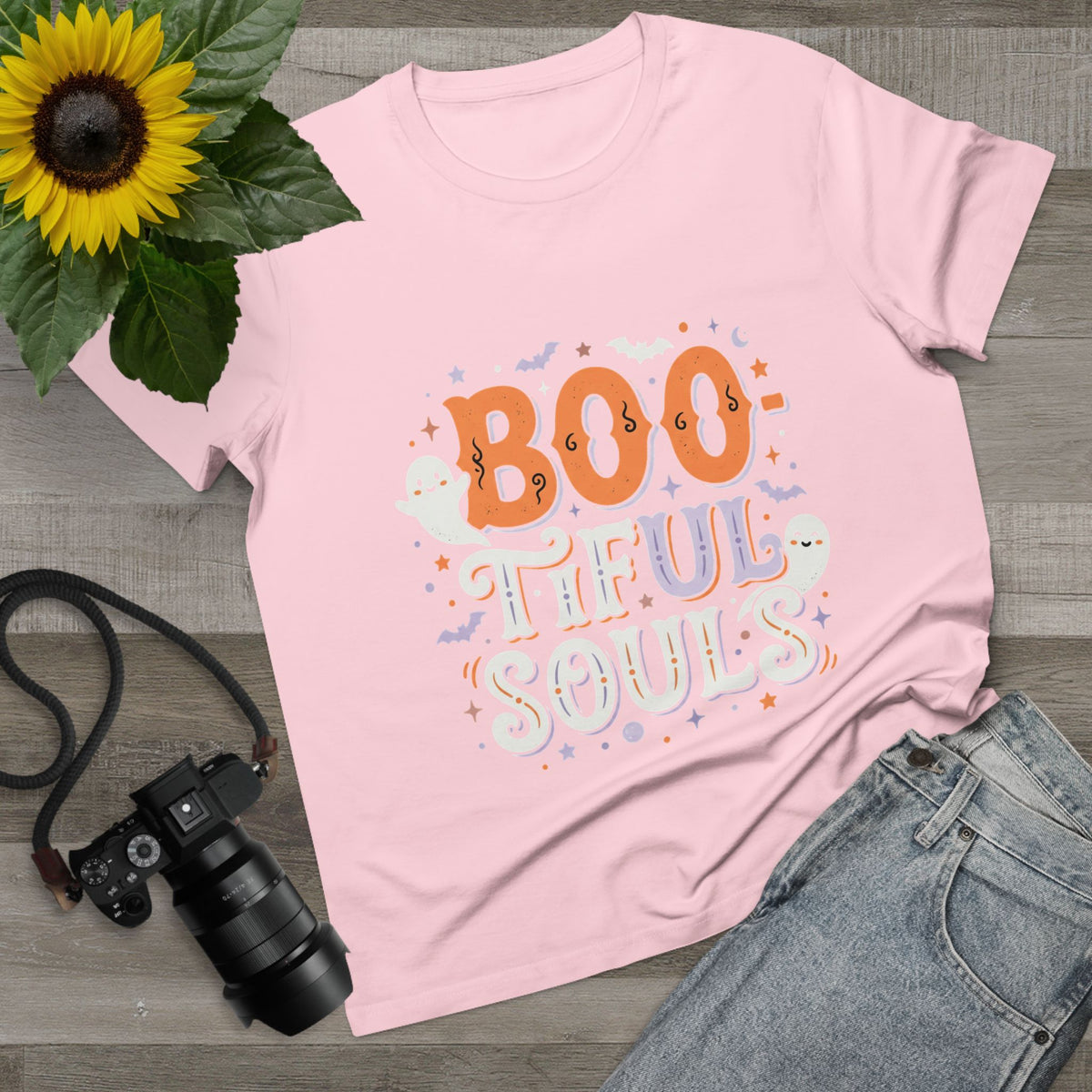 Boo-tiful Souls T-Shirt | Halloween ghost lettering, bats