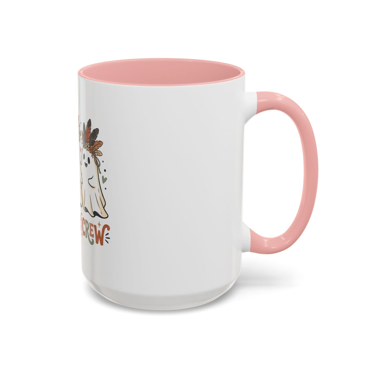 Boho Boo Crew Coffee Mug — Cute Halloween Ghosts with Feather Crowns (11/15oz)