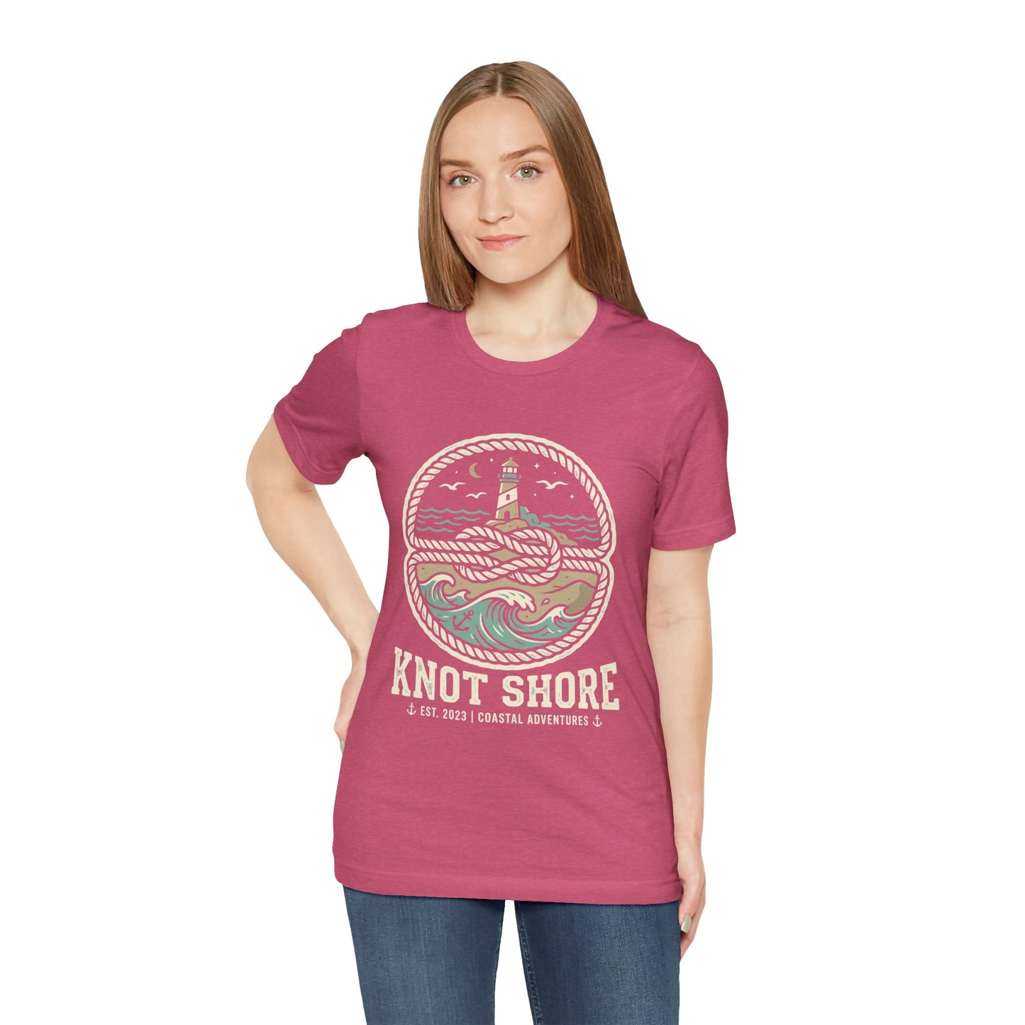 Knot Shore lighthouse rope waves T-Shirt | Coastal graphic tee