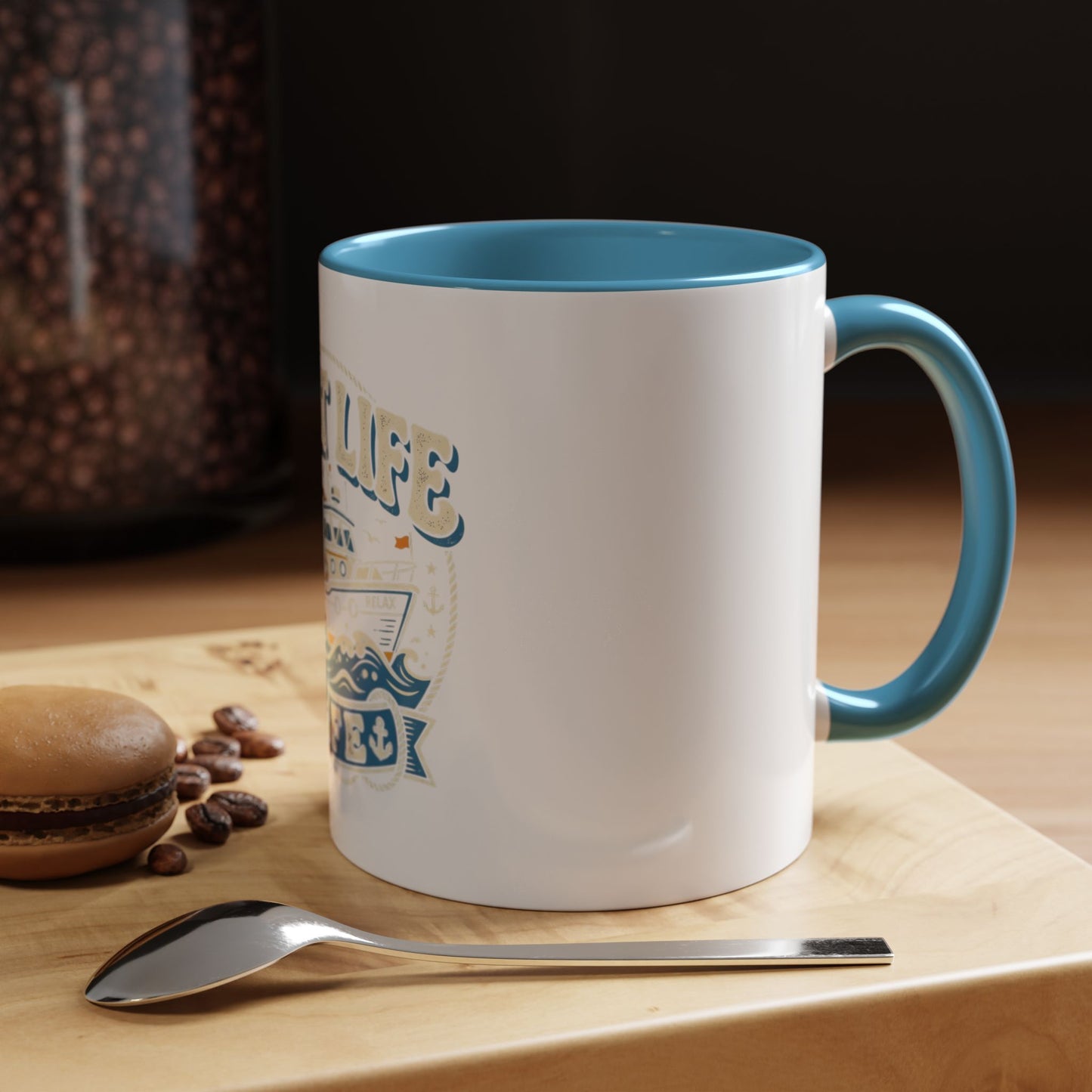 Boat Life Accent Coffee Mug — Nautical Marine Boat Lover Gift (11/15oz)