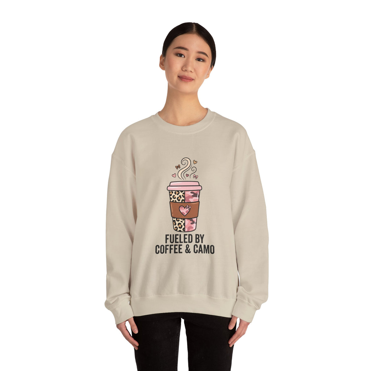 Coffee Lover Sweatshirt — Pink Leopard Coffee Cup Graphic Crewneck