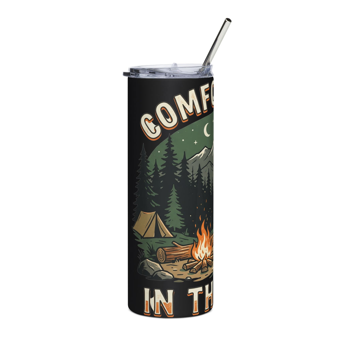 Camping Tumbler — "Comfortable in the Wild" Insulated 20oz Stainless Steel Travel Mug