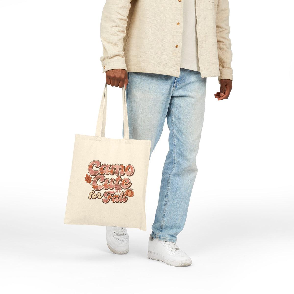 Tote Bag — "Camo Cute for Fall" Autumn Leaf Canvas Tote