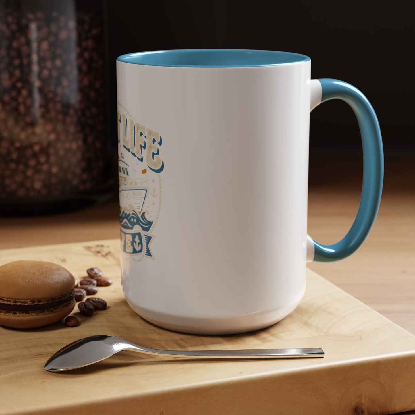Boat Life Accent Coffee Mug — Nautical Marine Boat Lover Gift (11/15oz)