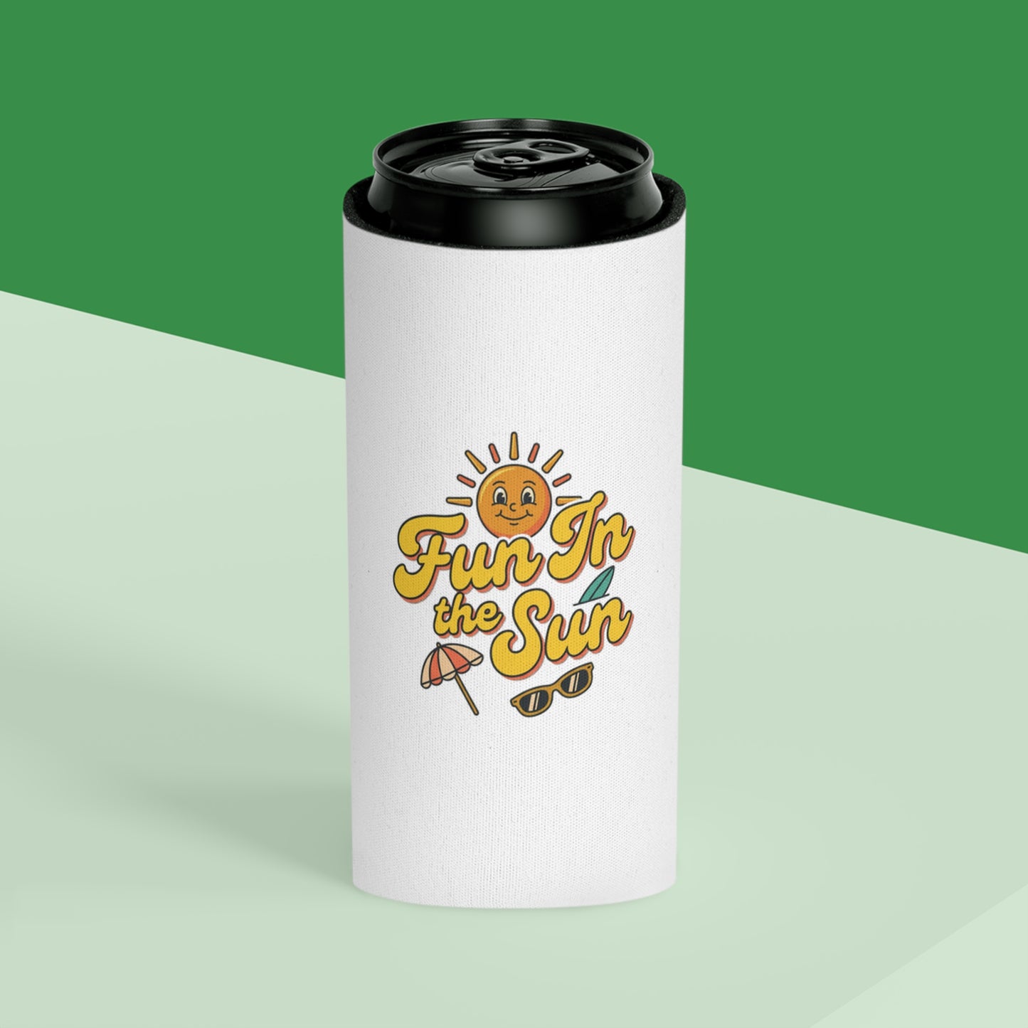 Can Cooler — "Fun in the Sun" Retro Sun Beach Drink Koozie