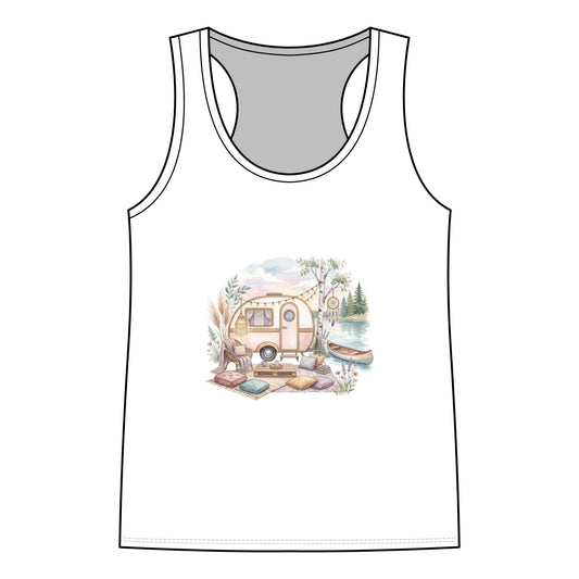 Vintage Camper Tank Top — Retro RV Camping Tee for Outdoorsy Women