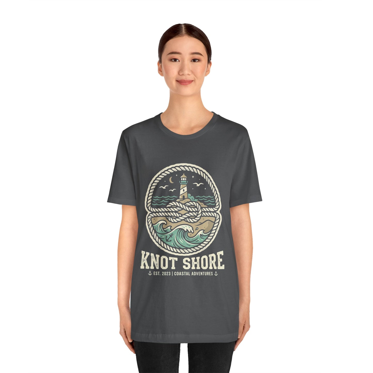 Knot Shore lighthouse rope waves T-Shirt | Coastal graphic tee