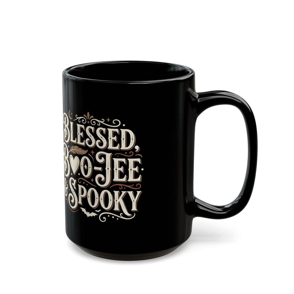 Blessed, Boo-jee & Spooky Black Mug — Halloween Gothic Coffee Cup (11oz & 15oz)