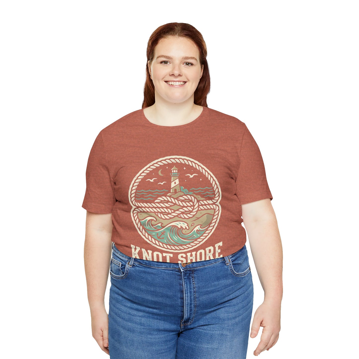 Knot Shore lighthouse rope waves T-Shirt | Coastal graphic tee