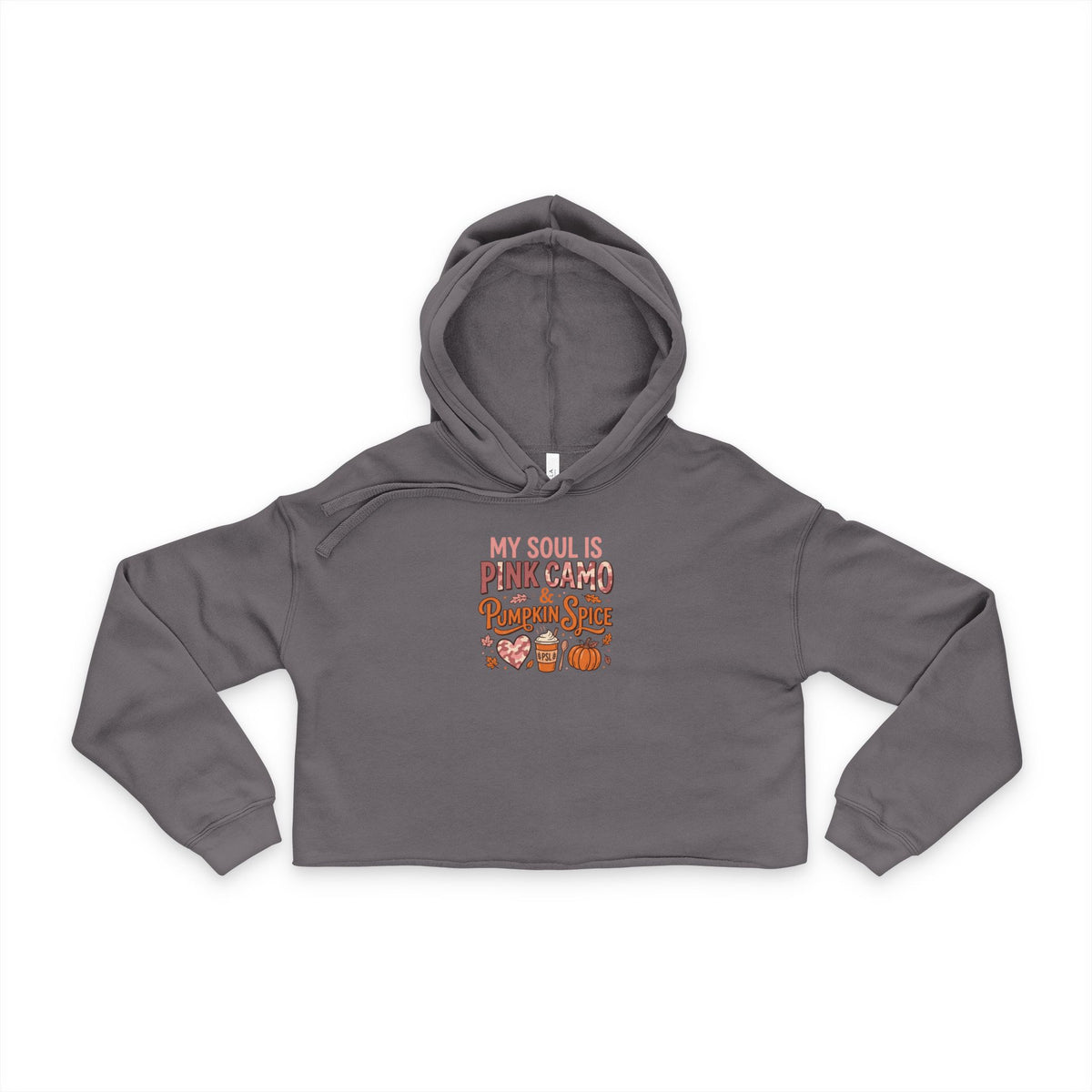Cropped Hoodie — "My Soul Is Pink Camo Pumpkin Spice" Fall Sweatshirt for Women