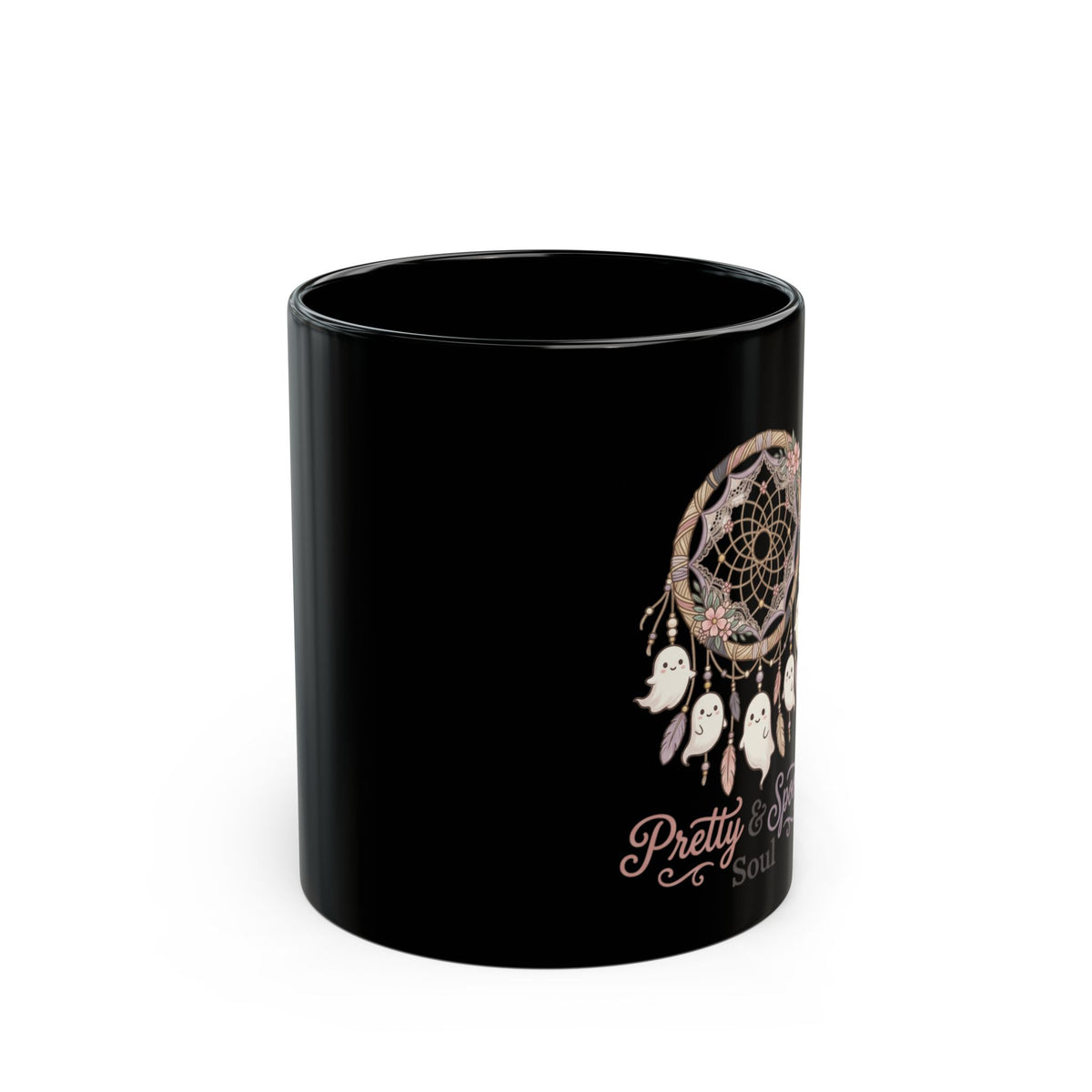 Pretty & Spooky Dreamcatcher Mug | Black Ceramic Coffee Cup