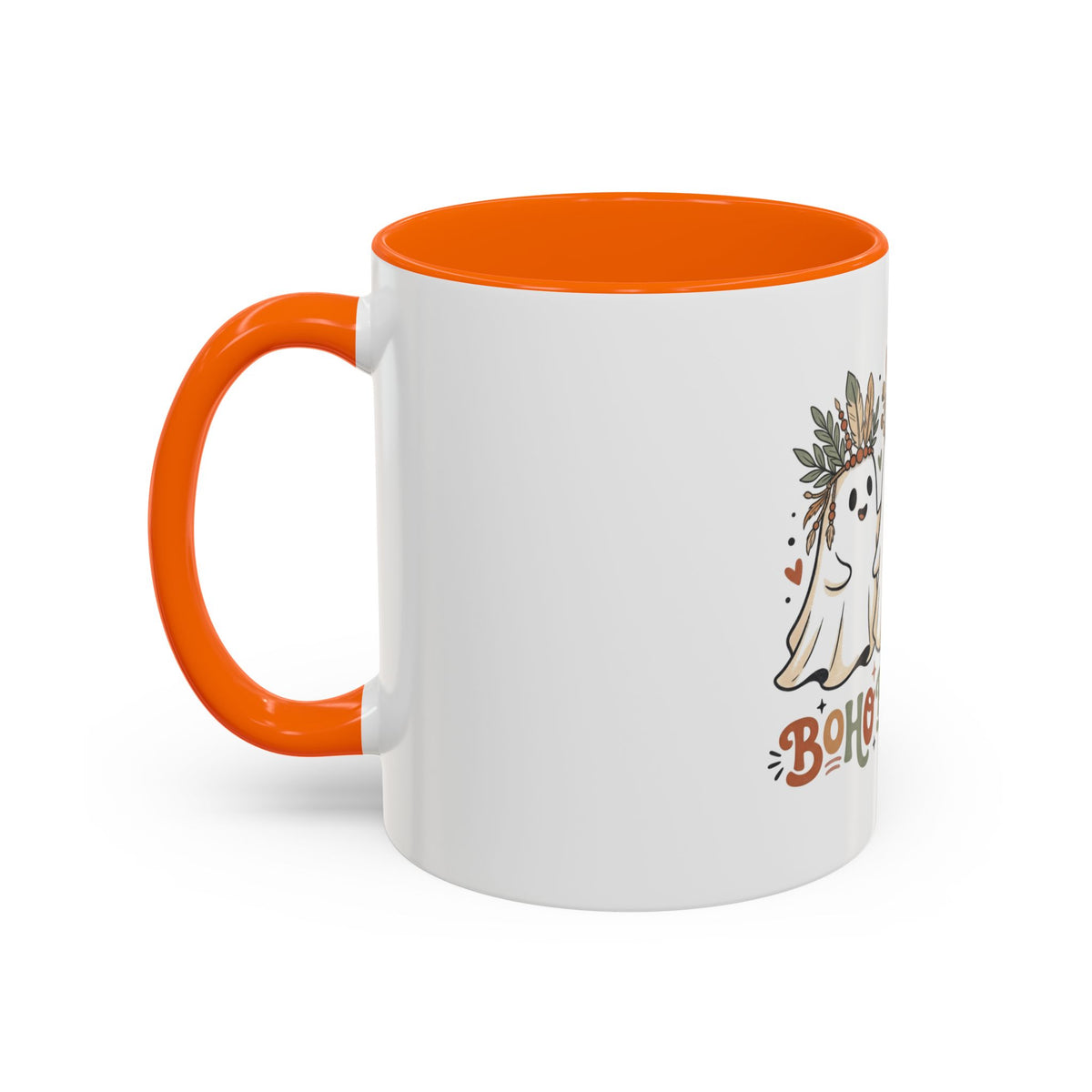 Boho Boo Crew Coffee Mug — Cute Halloween Ghosts with Feather Crowns (11/15oz)